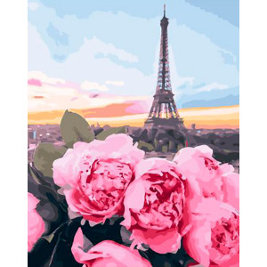 Картина по номерам "Цветы и Париж"