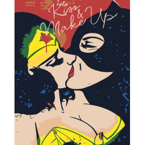 Картина по номерам "Поцілунок жінки кішки"