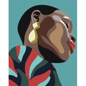 Картина по номерам "Чорношкіра дівчина з сережкою"