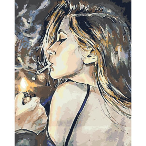 Картина по номерам "Девушка с сигаретой"