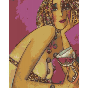 Картина по номерам "Девушка с бокалом вина"