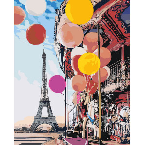 Картина по номерам "Карусель и воздушные шары"