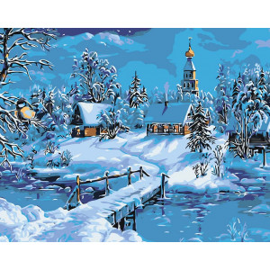 Картина по номерам "Зимняя деревенька"