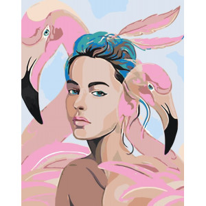 Картина по номерам "Девушка с фламинго"