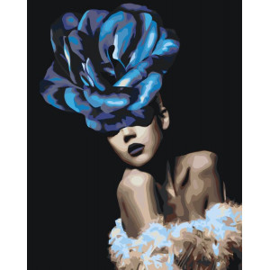 Картина по номерам "Дівчина з блакитною квіткою"
