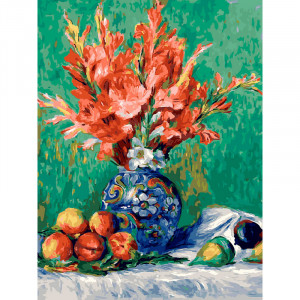 Картина по номерам "Натюрморт с цветами и фруктами"