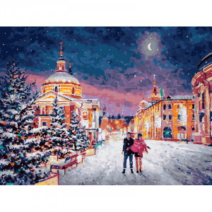 Картина по номерам "Снежная сказка в городе"
