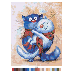 Картина по номерам "Влюбленная парочка синих котов"