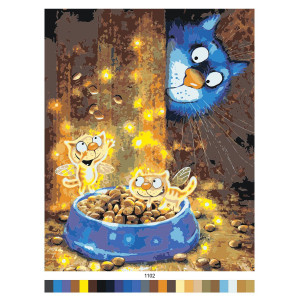 Картина по номерам "Сказочный ужин синего кота"