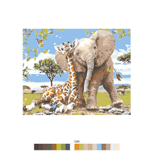 Картина по номерам "Жираф та слоник"