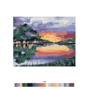 Картина по номерам "Закат у озера акварель"