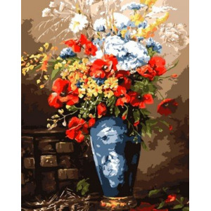 Картина по номерам "Маки в синей вазе"