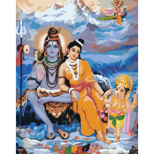 Картина по номерам "Шива Парваті та Ганеша"