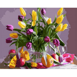 Картина по номерам "Тюльпаны в вазе"