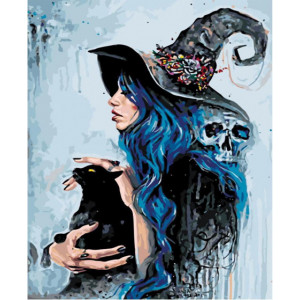 Картина по номерам "Колдунья с черным котом"
