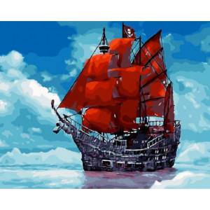 Картина по номерам "Корабель з червоними вітрилами"