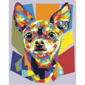Картина по номерам "Радужная собака чихуахуа"