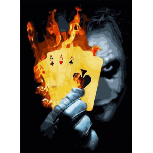 Картина по номерам "Джокер и огненная колода карт"