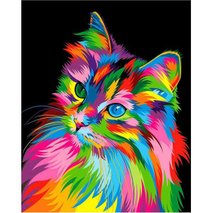 Картина по номерам "Райдужна кішка"