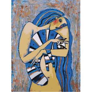 Картина по номерам "Дівчина з блакитним котом"