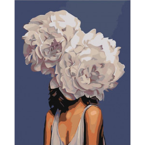 Картина по номерам "Дівчина з білими квітами"