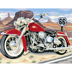 Картина по номерам "Красный мотоцикл"