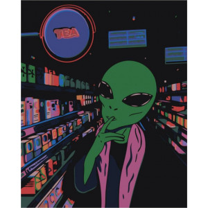 Картина по номерам "Инопланетянин в супермаркете"