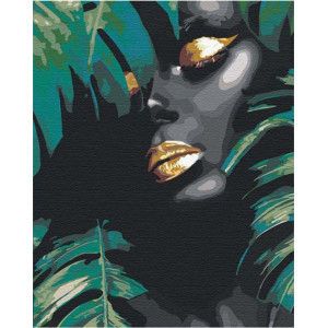Картина по номерам "Африканка и листья"