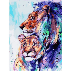 Картина по номерам "Лев и львица"