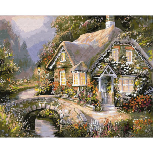 Картина по номерам "Ирландский домик у моста"