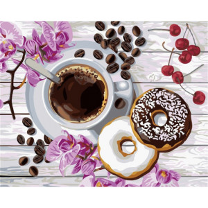 Картина по номерам "Кофе с пончиками"