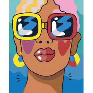 Картина по номерам "Дівчина у різнобарвних окулярах"