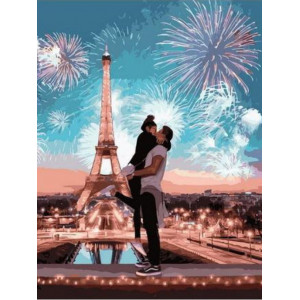 Картина по номерам "Влюбленные в Париже"