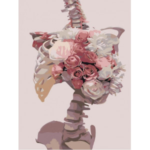 Картина по номерам "Скелет и розы"