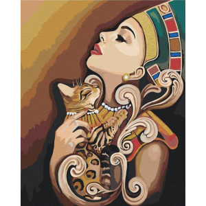 Картина по номерам "Египет. Девушка и кошка"