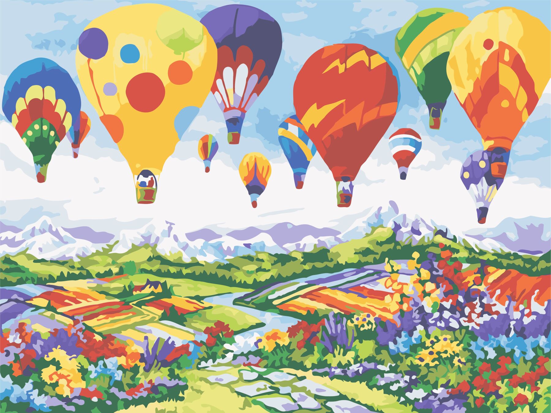 В страну знаний на воздушном шаре. Пазл "воздушный шар". Пейзаж с воздушным шаром. Воздушные шары живопись. Картина с воздушными шарами.
